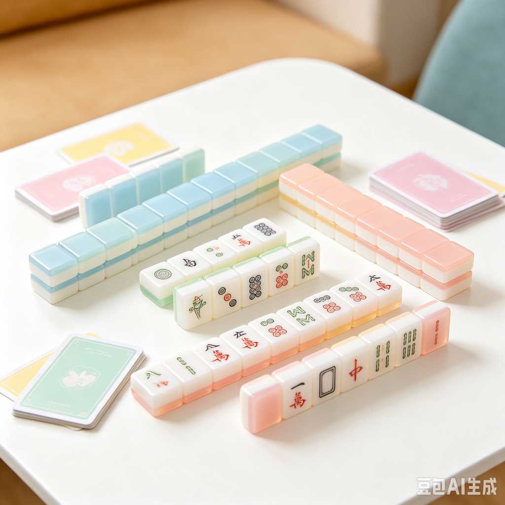 mahjong set with dice and chips